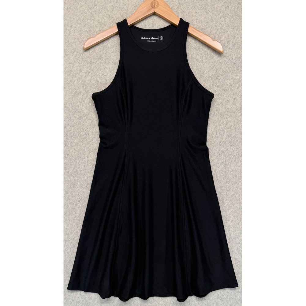 Outdoor Voices Womens Athena Sporty Dress Black Sleeveless Performance Stretch S